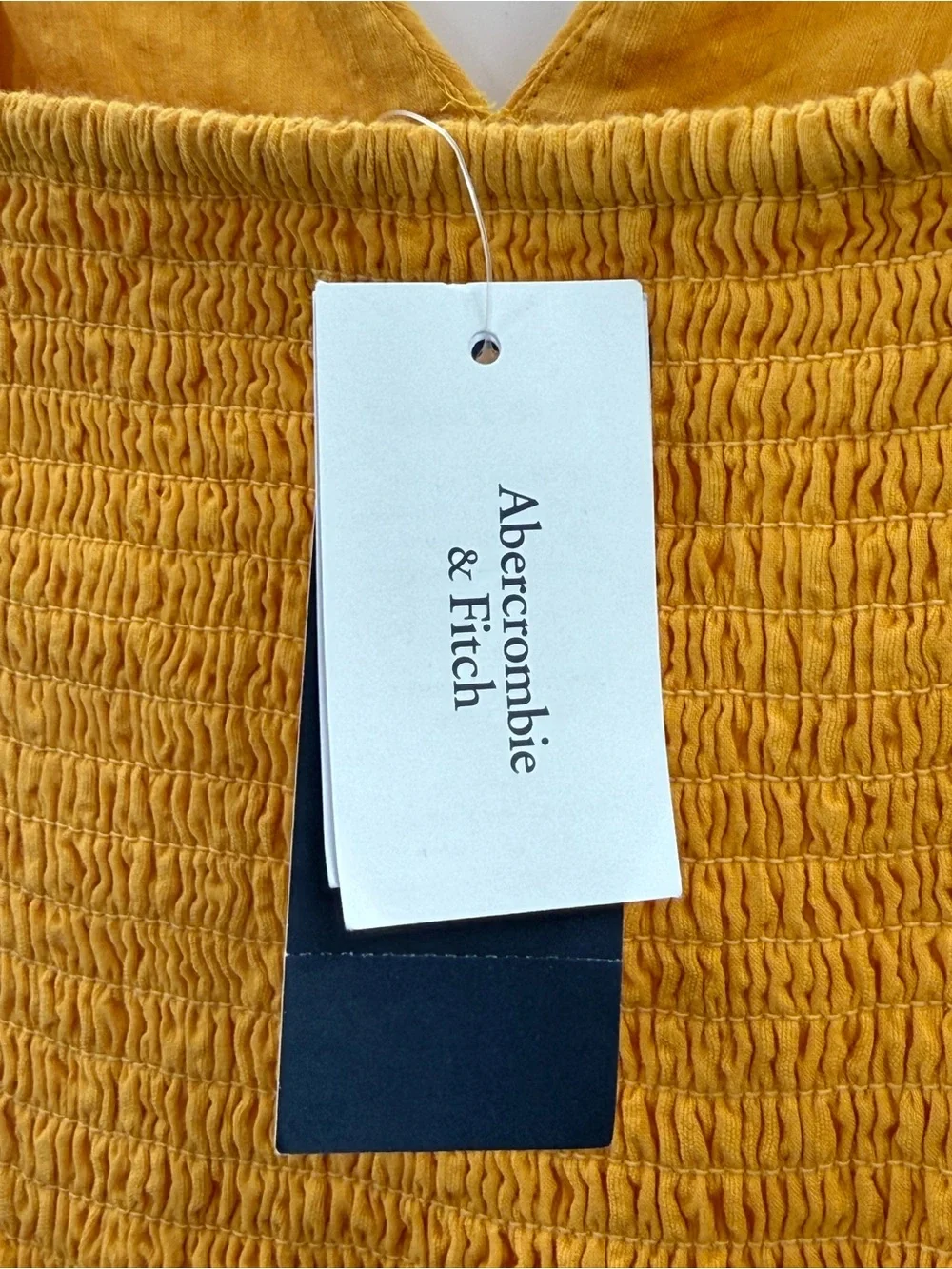 NWT Abercrombie & Fitch Cotton Tiered Smocked Maxi Dress Golden Yellow Size XL